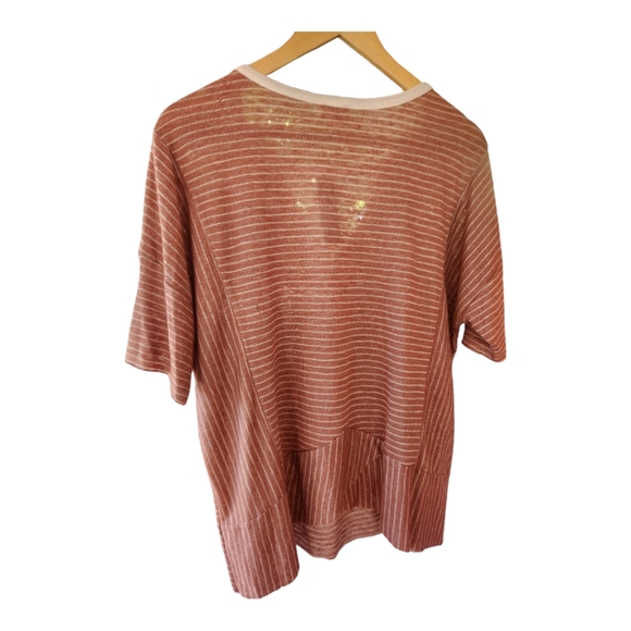 BKE Striped Cut Out Drop Shoulder Knit Top Old Rose Cream Small Boho Western - Picture 7 of 10